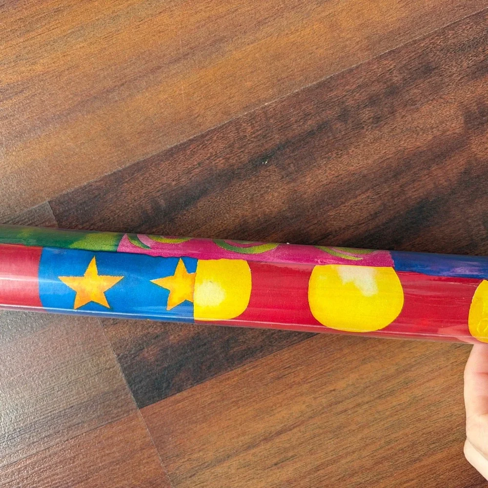 Premium Gift Wrap 30in x‎ 5ft 12.5 Sq Ft Roll Colorful Stars Circles Swirls